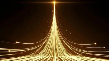 gyllene ljus spår konvergens på mörk bakgrund abstrakt nätverk, digital förbindelse, och trogen begrepp för teknologi och innovation design 4k video