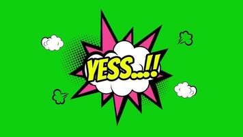 il parola si nel giallo testo dentro un' cartone animato comico nube con un che esplode modello su un' verde sfondo video