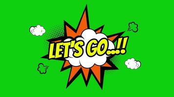 lascia partire parole nel giallo testo nel cartone animato comico nuvole con che esplode modello su verde sfondo video