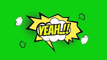 si parola nel giallo testo nel cartone animato comico nube con che esplode modello su verde sfondo video