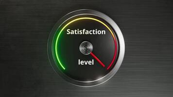 meter visar kund lojalitet nivåer, stänga se av meter indikerar positiv kund respons, detaljerad se av metallisk indikator illustrerar nivåer av kund godkännande och tillfredsställelse video