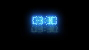 5 minutes display timer Neon line countdown animation isolated on black background video