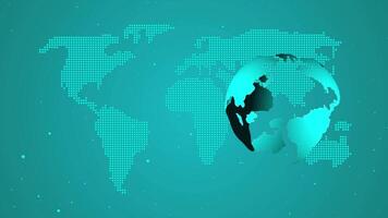 Displaying 3D globe showing global network connections animation video