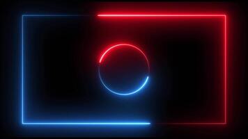 néon retângulo e círculo luz quadro, Armação animação isolado em Preto fundo video