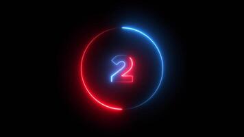 Neon counting down from 5 to 0 with go text animation isolated on Black Background video