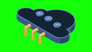 Isometric cloud computing animation. Cloud technology concept. Web hosting concept. Isometric technology. 4K animated in isometric video