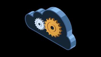 Isometric cloud computing animation. Cloud technology concept. Web hosting concept. Isometric technology. Transparent background with alpha channel. video