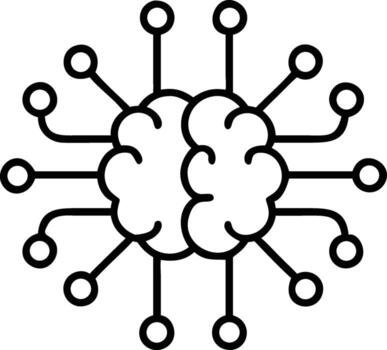 Modern brain circuit graphic for technology, neuroscience, and artificial intelligence with a clean and contemporary feel design element vector