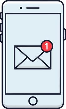 Smartphone with new message notification on white background vector