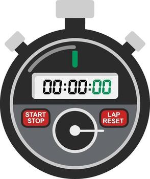Digital stopwatch showing timer on white background vector