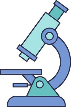 Blue microscope for science study on white background vector