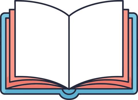 Open book with red cover for studying and reading on white background vector