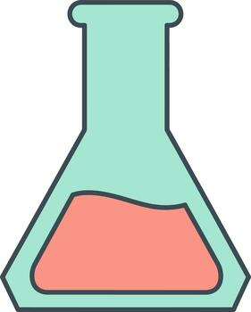 Laboratory science flask with red liquid on white background vector