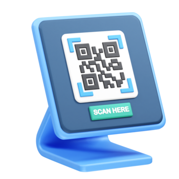 qr código scanner ficar de pé para sem contato transações ícone ilustração 3d png