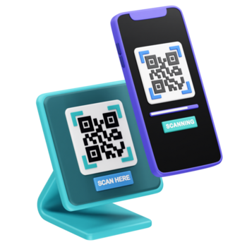 Móvel Forma de pagamento e digital interação com qr código digitalização ícone ilustração 3d png