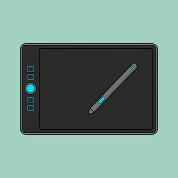 Modern Graphic Tablet with Stylus for Digital Creation vector
