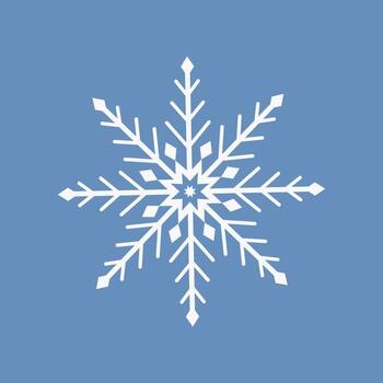 Beautiful snowflake on a blue background. image of a white snowflake on a blue background, representing winter, snowstorm, blizzard on a blue background. vector