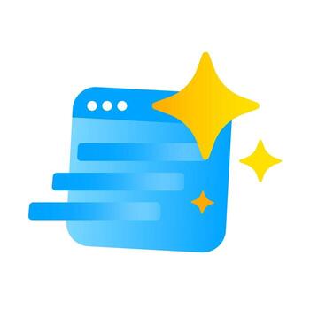 illustration of web page interface with AI symbol. Modern gradient color design representing artificial intelligence integration in website technology, smart web system, or online automation vector