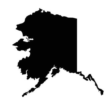 Alaska US Blank Map Black Solid Color and Outline Isolated on White Background vector