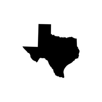 Texas US Blank Map Black Solid Color and Outline Isolated on White Background vector