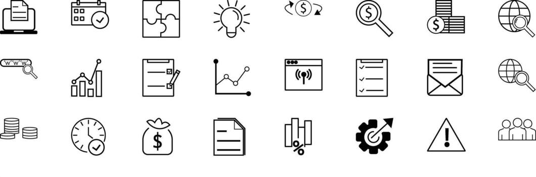 Flat Minimal Web Icons Pack Modern UI UX Symbols for Websites Apps and Technology Design vector