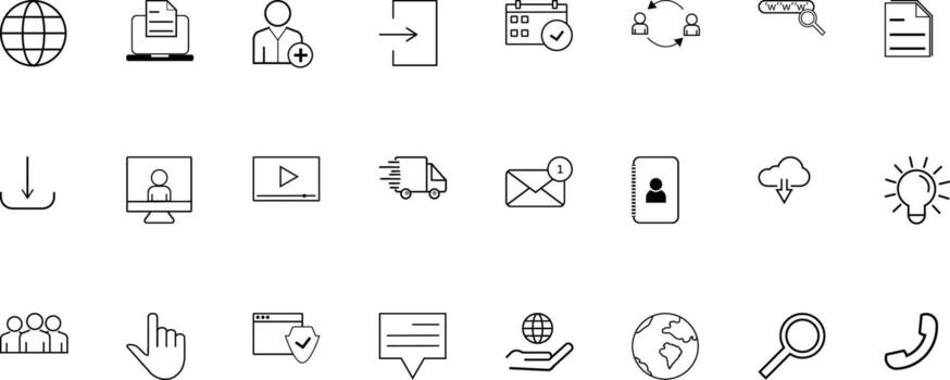 Web Icons Pack UI UX Design Internet Technology and App Symbols vector
