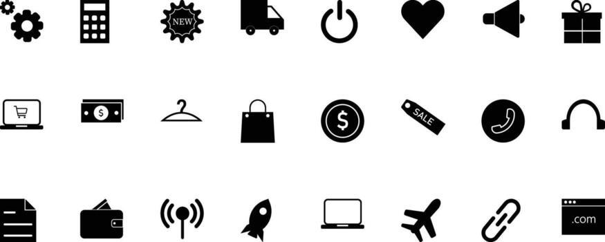 Website and App Icons Set Modern Minimal Symbols for UI UX Interface vector