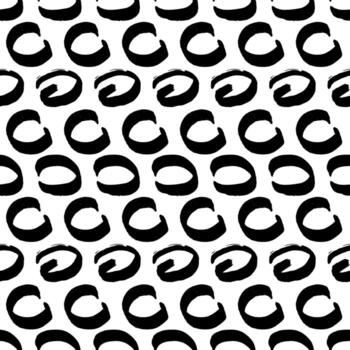 Seamless pattern with black sketch hand drawn brush scribble circles shape on white background. Abstract grunge texture illustration vector
