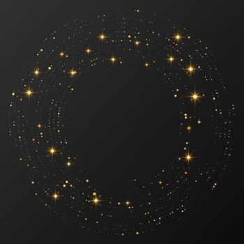 Abstract gold glowing halftone dotted background. Gold glitter pattern in circle form. Circle halftone dots. illustration. vector