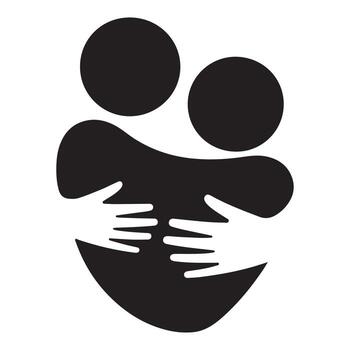 Abstract symbol of two figures embracing with love and connection isolated on white background vector