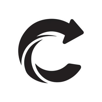 Circular arrow icon with swoosh elements representing rotation and refresh isolated on white background vector