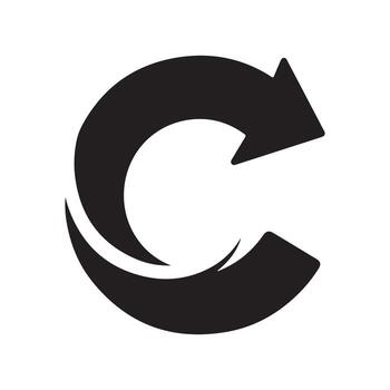 Bold black circular arrows icon representing refresh reload cycle loop restart process isolated on white background vector