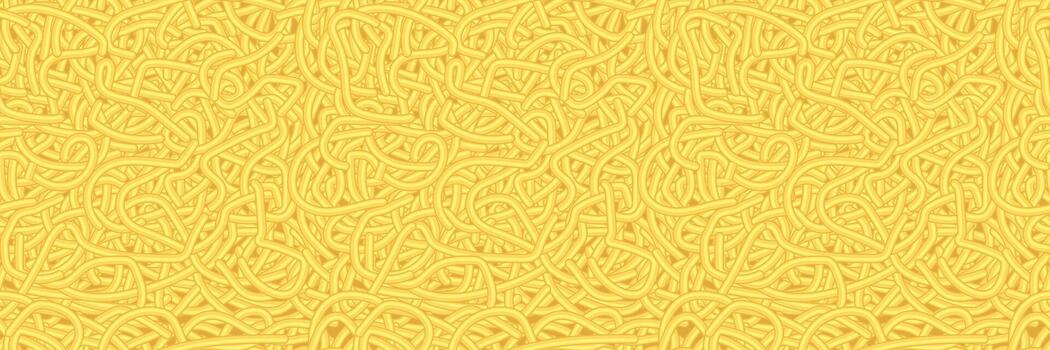 Seamless pattern of wavy noodles and curly pasta in yellow tones. Abstract food background with linear shapes perfect for restaurant branding and packaging design. Stock illustration in flat style. vector
