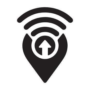 Modern gps location signal icon with up arrow for navigation and connectivity isolated on white background vector