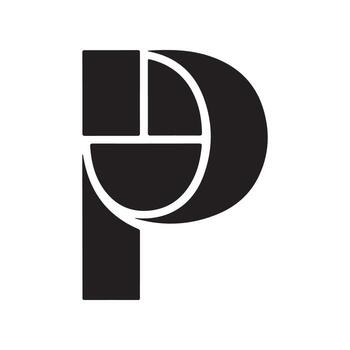 Abstract geometric shape featuring curved lines and bold solid forms for branding and design isolated on white background vector