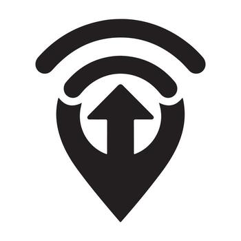 Location signal icon up arrow internet connection connectivity symbol wireless technology map pin isolated on white background vector