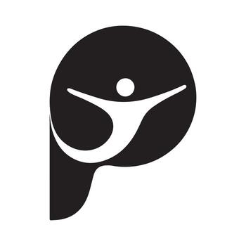 Abstract human figure silhouette inside a circular shape dynamic pose symbolizing wellness isolated on white background vector