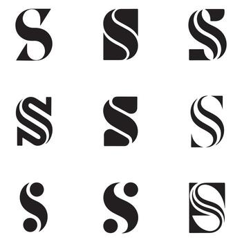 colección de nueve estilizado letra s monogramas con único tipografía y diseño elementos aislado en blanco antecedentes vector