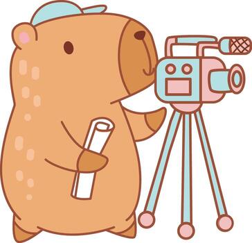 Capybara with camera and script vector