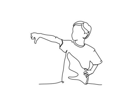 uno continuo línea un pequeño chico malo comportamiento. minimalista estilo ilustración en blanco antecedentes. vector