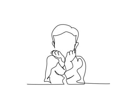 uno continuo línea de contento pequeño chico expresión. minimalista estilo ilustración en blanco antecedentes vector