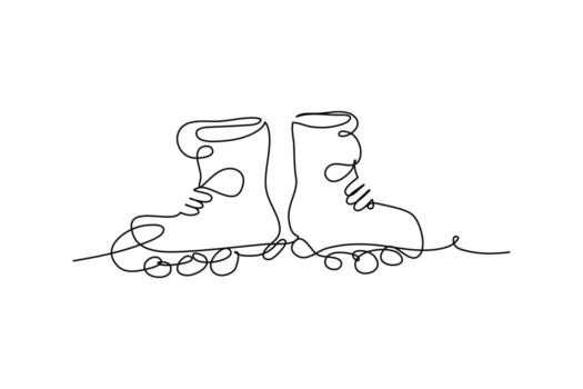 uno continuo línea de patines minimalista estilo ilustración en blanco antecedentes. vector
