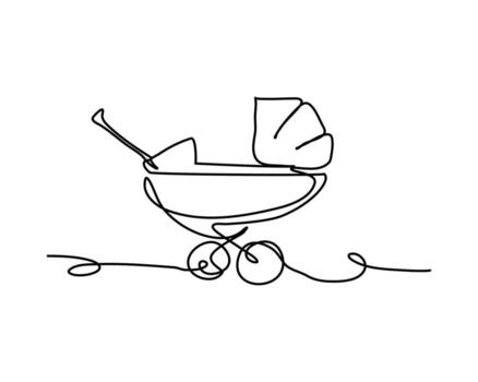 uno línea continuo de un bebé paseante. minimalista estilo ilustración en blanco antecedentes. vector