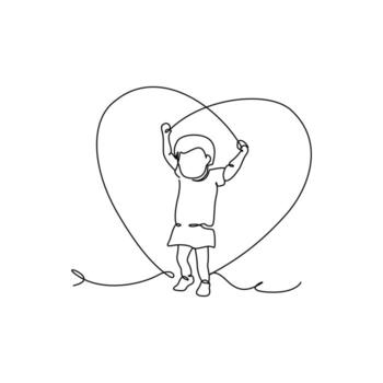 Baby learning to walk drawn with continuous one line. Minimalist style illustration in white background vector