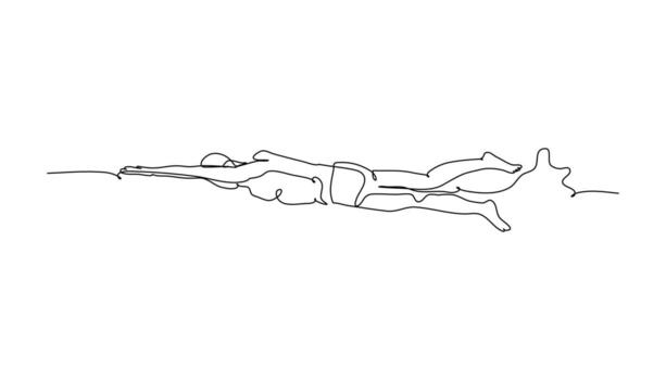 One line continuous of a man swimming. Minimalist style illustration in white background. vector