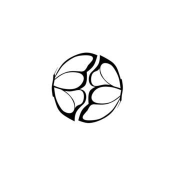 circular resumen símbolo compuesto de cuatro estilizado mariposa o flor pétalo formas contenido dentro un esfera, creando un limpio, simétrico, y minimalista mandala diseño. vector