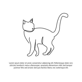 gato línea diseño. sencillo animal silueta decorativo elementos dibujado con uno continuo línea. ilustración de minimalista estilo en blanco antecedentes vector