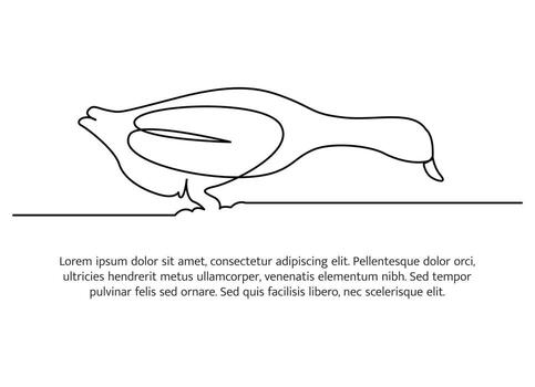 Duck decorative elements drawn with one continuous line. illustration of minimalist style white background vector