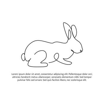 Rabbit line design. Bunny decorative elements drawn with continuous line. illustration of minimalist style vector