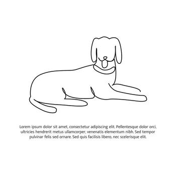 Dog line design. Simple animal silhouette decorative elements drawn with one continuous line. illustration of minimalist style on white background. vector